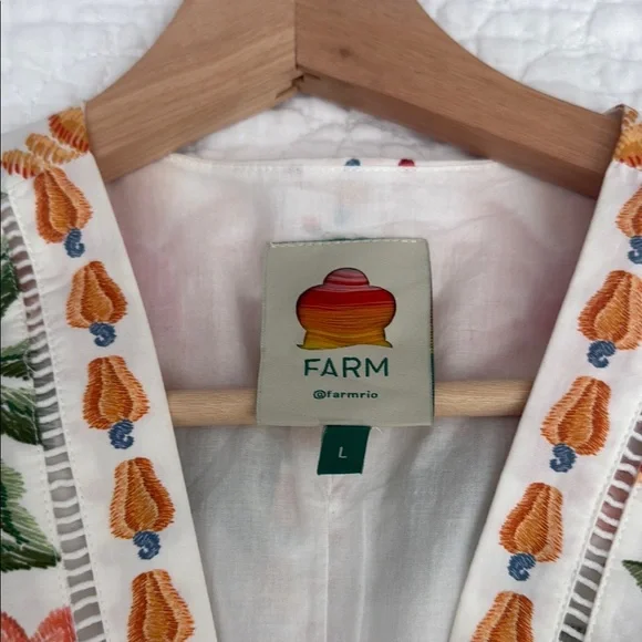 FARM Rio Floral Embroidered Romper - White, Pink, Orange, Green - Picture 2 of 4